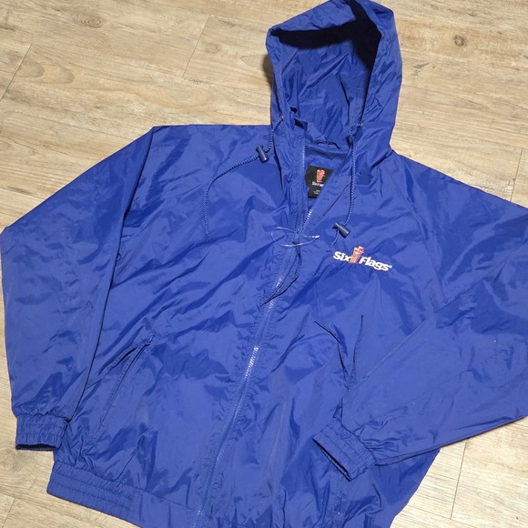 Six Flags Other - Vintage Six Flags Windbreaker Jacket Blue Size Small Embroidered Logo Hooded New